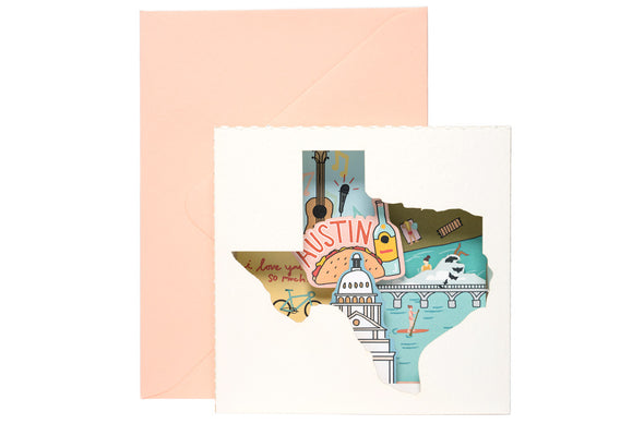 Austin, Texas 3D Pop Up Greeting Card Envelope
