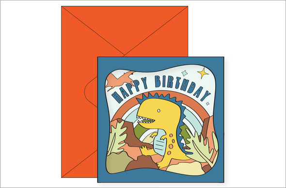 Dino Kids Birthday Pop Up Card