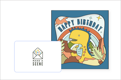 Dino Kids Birthday Pop Up Card