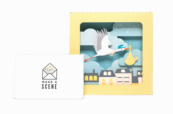 Baby Shower Stork 3D Pop Up Greeting Card